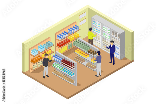 Supermarket room isometric