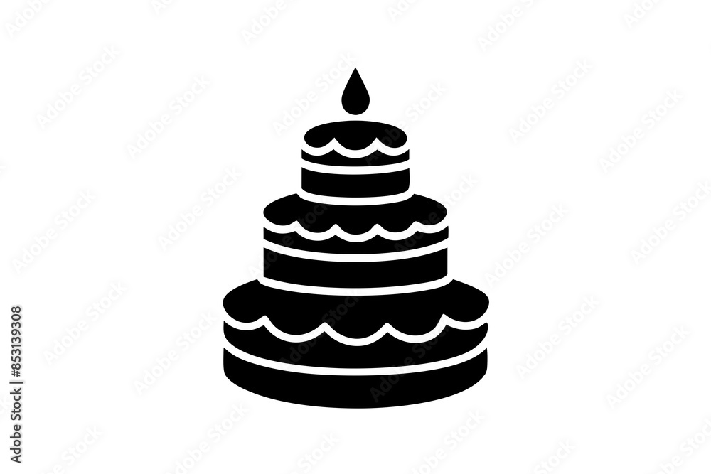 A Three tier birthday cake beautiful logo design vector silhouette A Three tier birthday cake beautiful logo design vector silhouette