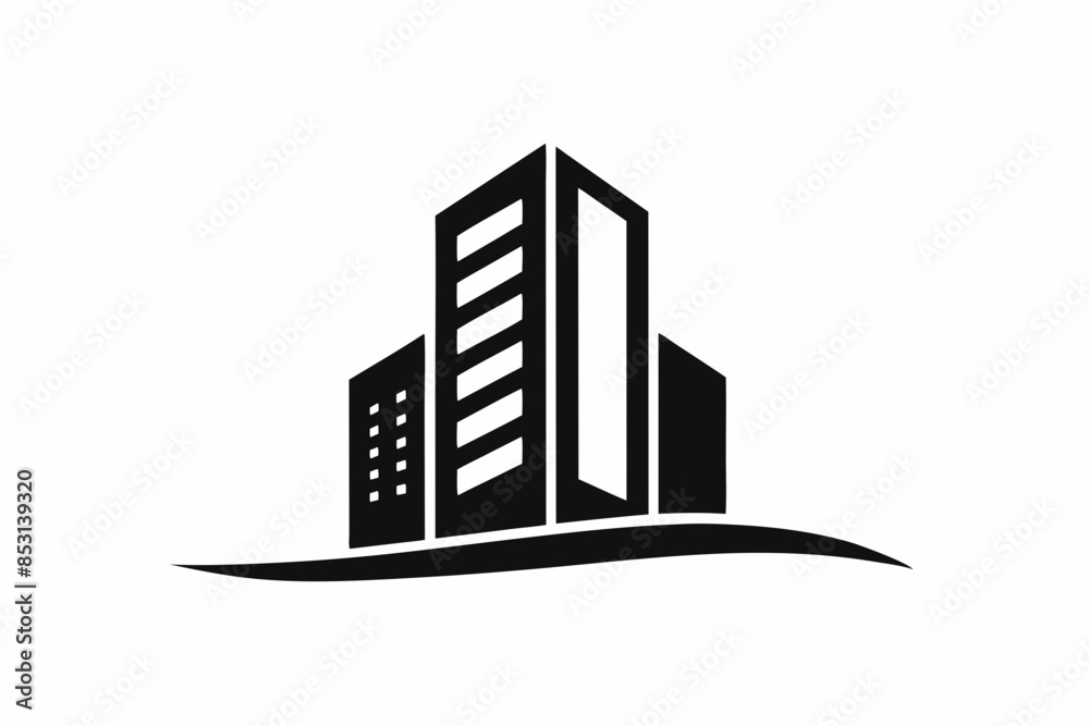 Fototapeta premium A vector logo for a real estate agency. Feature a modern apartment building with a sleek design