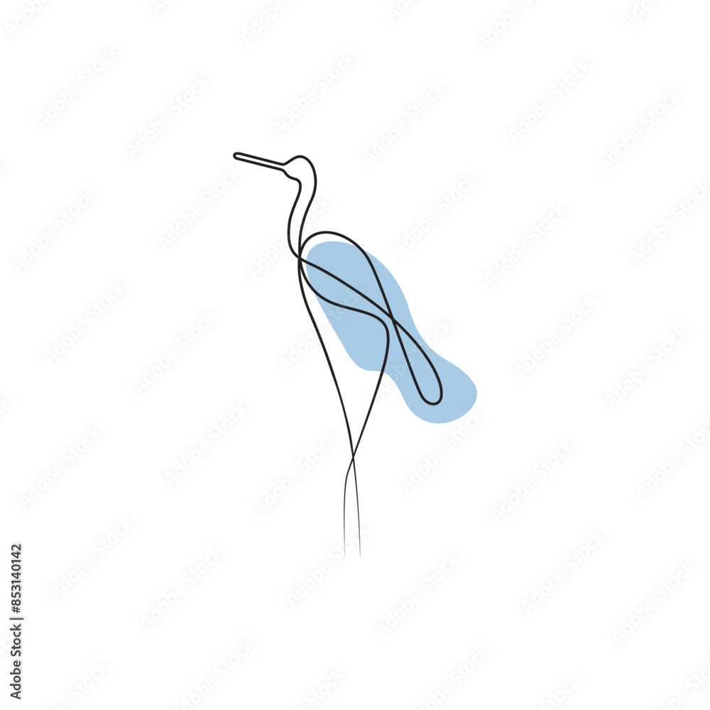 Obraz premium Continuous one line drawing of a heron. Vector art drawing and tattoo design on white background.