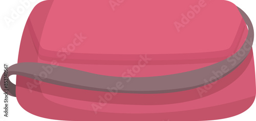 Pink woman's bag with shoulder strap isolated on white background, in flat design