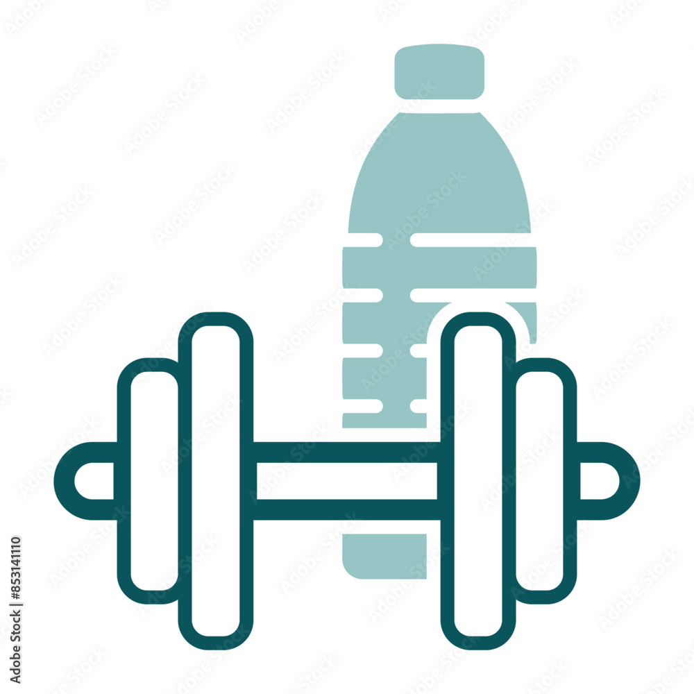 Gym exercise dumbbell with water bottle icon Gym exercise dumbbell with water bottle icon