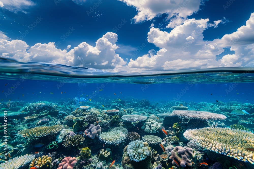 Obraz premium Underwater Coral Reef: Serene Beauty Below the Surface