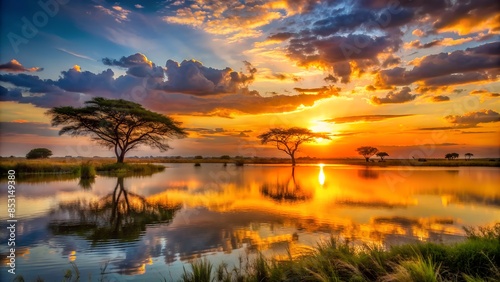 Landschaft in Afrika - Gewässer mit Spiegelung photo