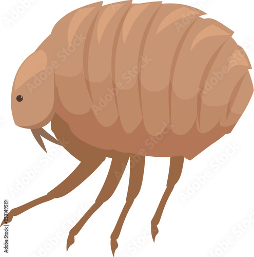 Flea insect walking with six legs cartoon style illustration