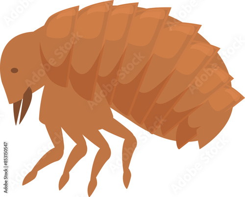 Flea insect walking and spreading disease through bite, annoying bug, parasite
