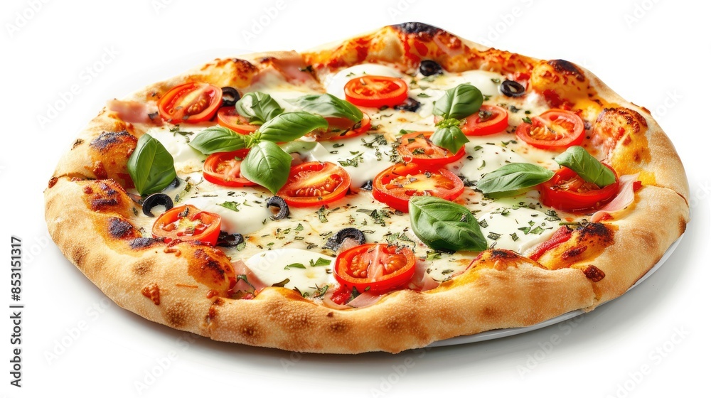 Isolated side view of traditional Italian pizza Isolated side view of traditional Italian pizza