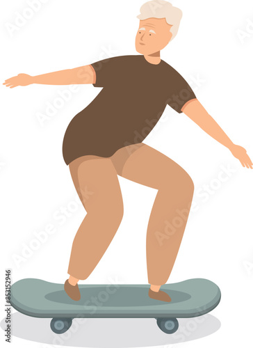 Elderly man is skateboarding, enjoying his active lifestyle and challenging stereotypes about age