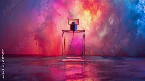 Pink Perfume Bottle on Table