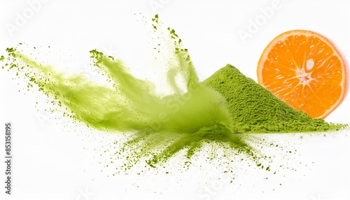green dust flyng isolated on white