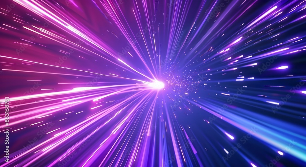 Naklejka premium A purple and blue gradient background with light streaks, glowing lines of energy moving fast through the air, creating an atmosphere of speed and motion