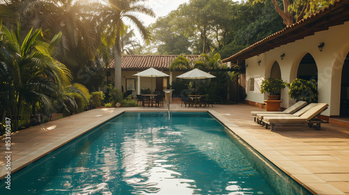 Elegant luxury villa with swimming pool © steph photographies