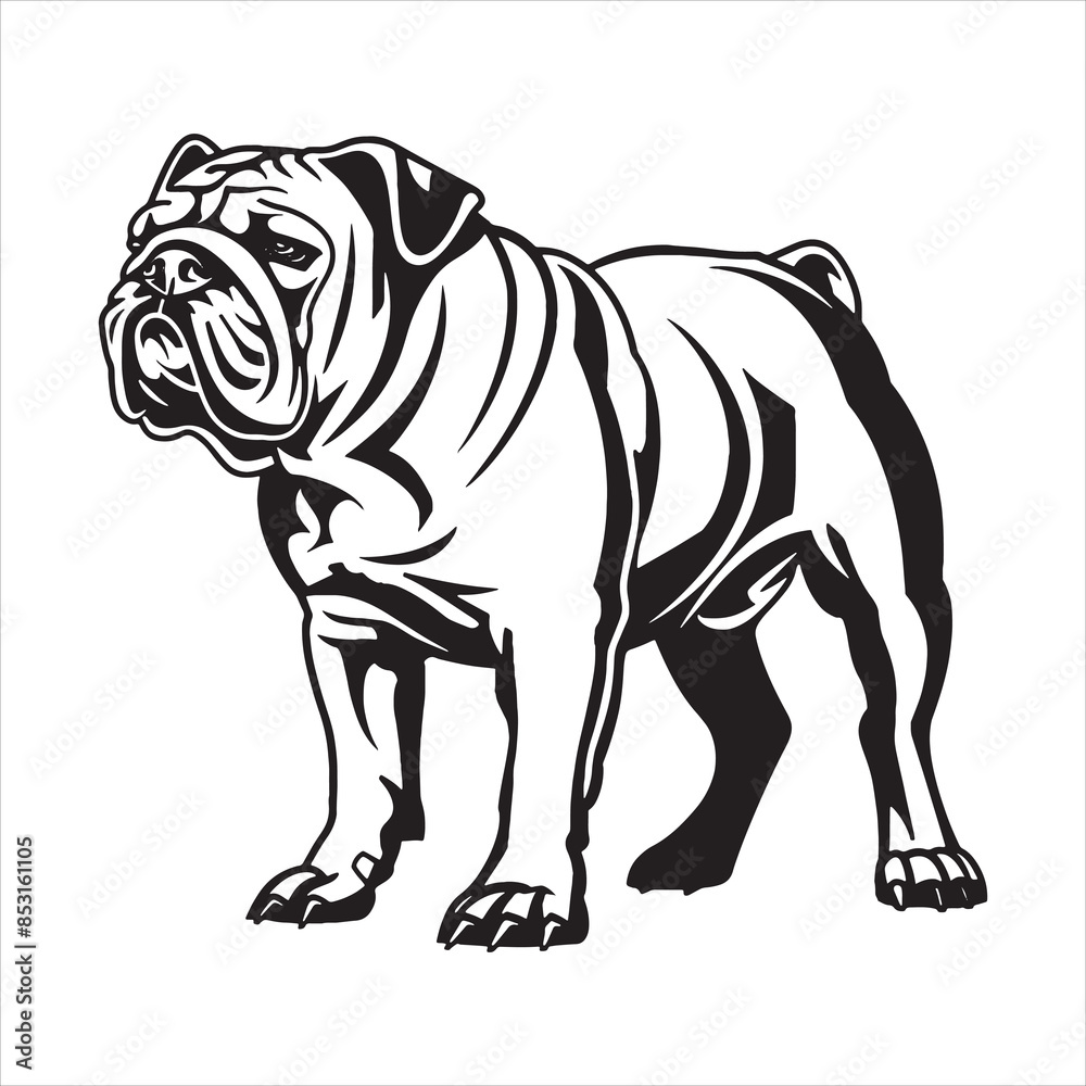 Bulldog standing silhouette vector illustration line art Bulldog standing silhouette vector illustration line art