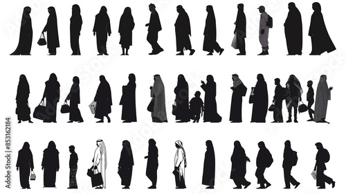 silhouette of muslim people