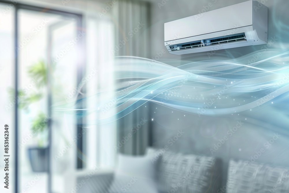 Air conditioning in a bright modern living room Air conditioning in a bright modern living room