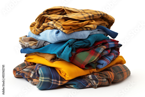 a pile of dirty clothes isolated on clear white background