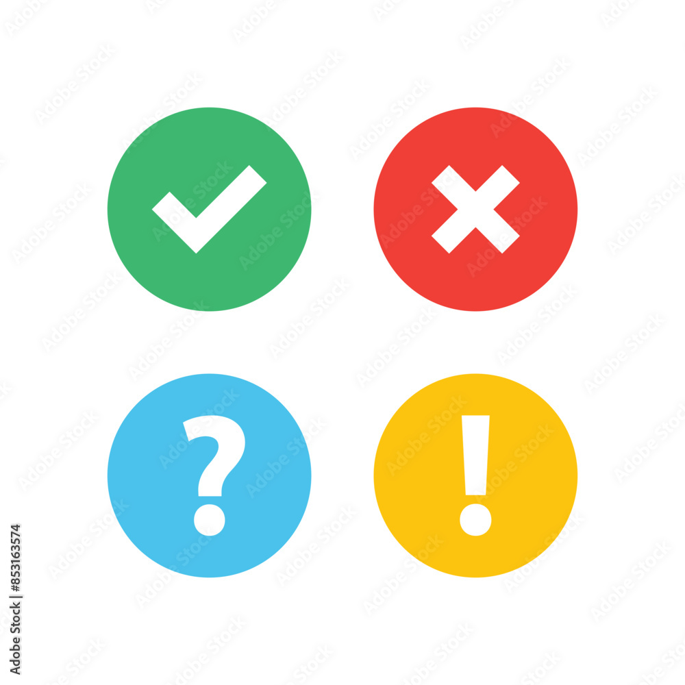 Tick, cross icon button set. Check mark icons. Vector illustration Tick, cross icon button set. Check mark icons. Vector illustration