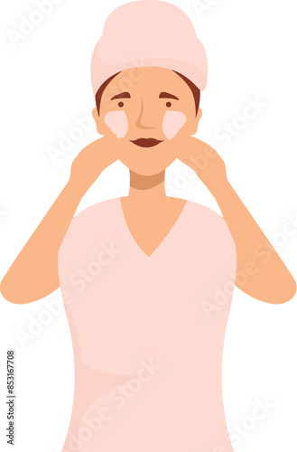 Beautician is applying face cream, promoting a skincare routine for a healthy complexion