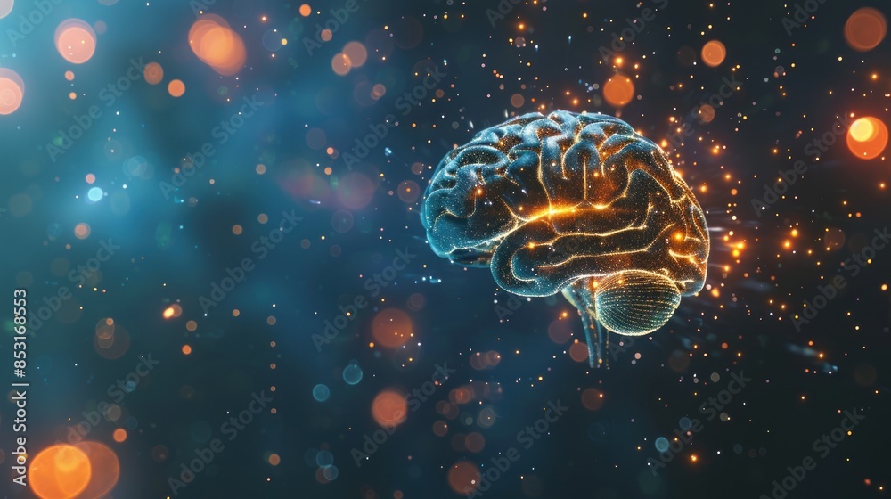 Fototapeta premium Glowing Brain in a Cosmic Setting