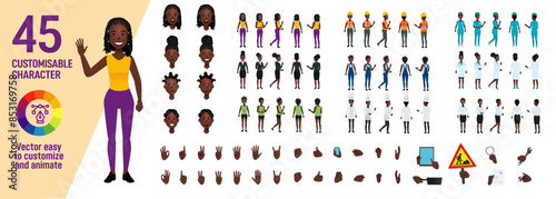 Customisable character set - 45 women poses and outfits easy design and animation
