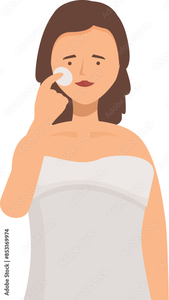 Young woman removing makeup with cotton pad, skincare and beauty routine Young woman removing makeup with cotton pad, skincare and beauty routine