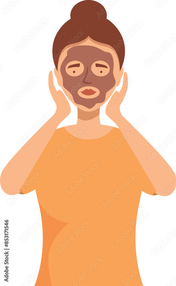 Young woman applying a face mask, enjoying her skincare routine at home Young woman applying a face mask, enjoying her skincare routine at home
