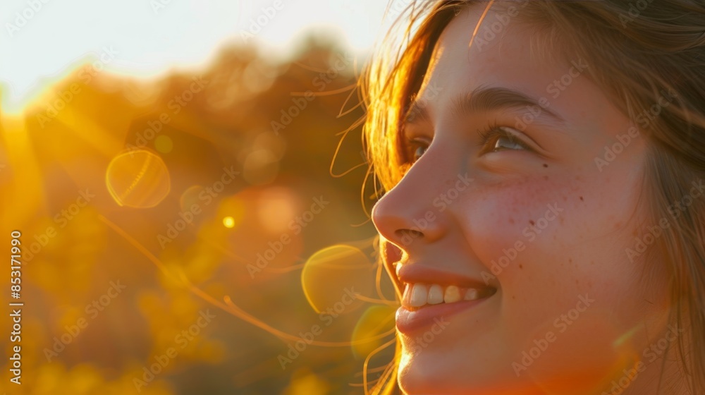 Fototapeta premium Close-up to happines young girl in summer atmosphere