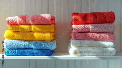 Shelf Filled With Folded Towels