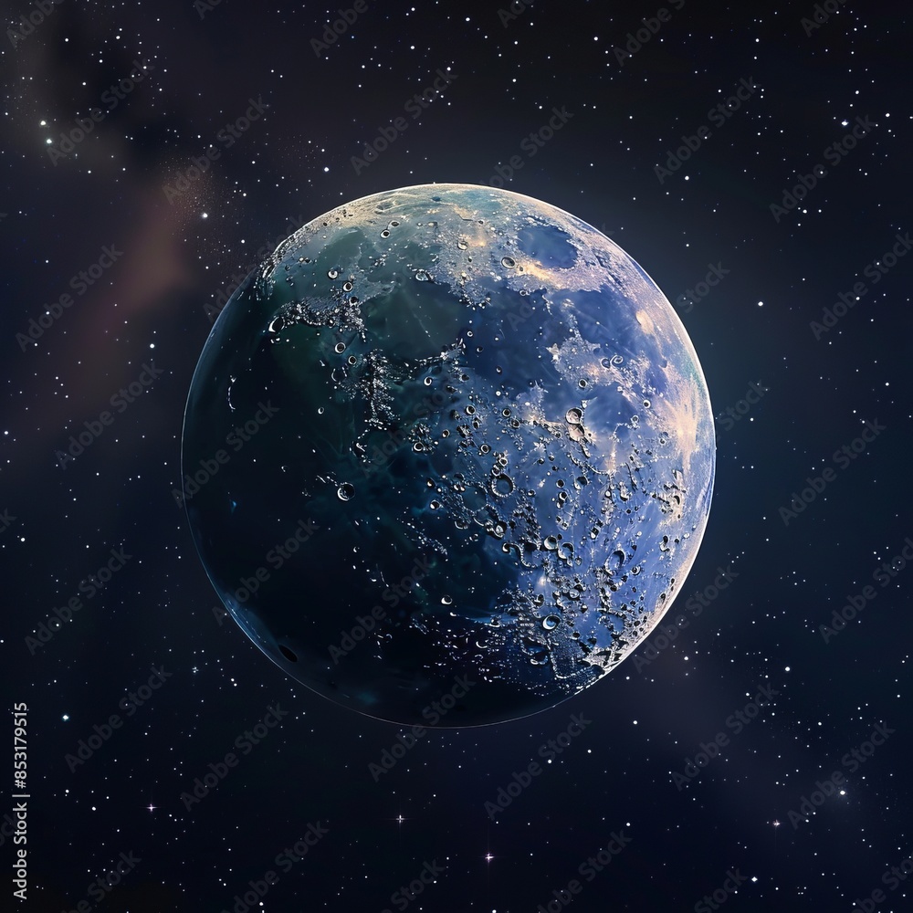 Fototapeta premium 3D cartoon moon in space.