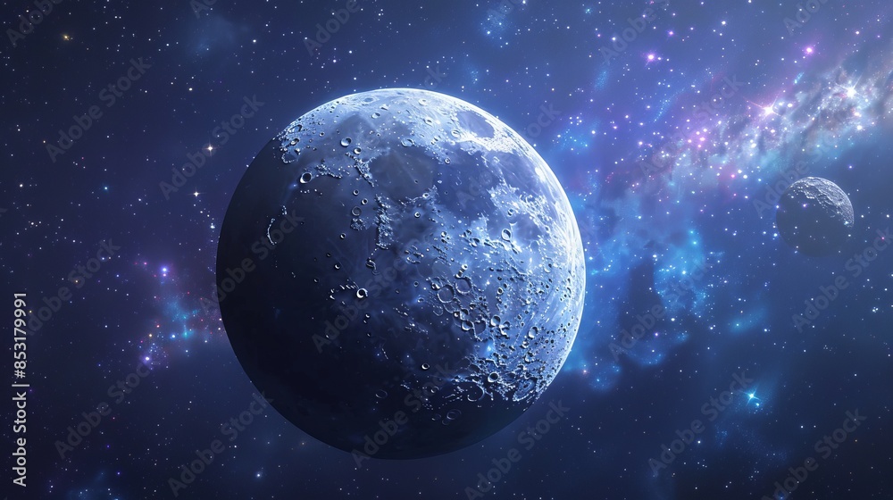 Fototapeta premium 3D cartoon moon in space.