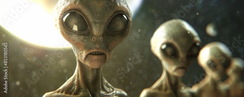 3D cartoon one aliens in space.