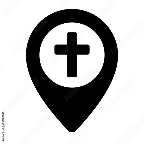 Pin Location cross church icon