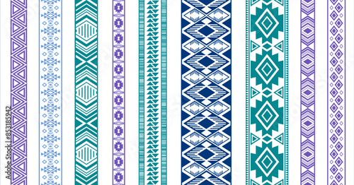 Embroidery ribbon vector patterns, lace seamless border, fashion edge stripes.