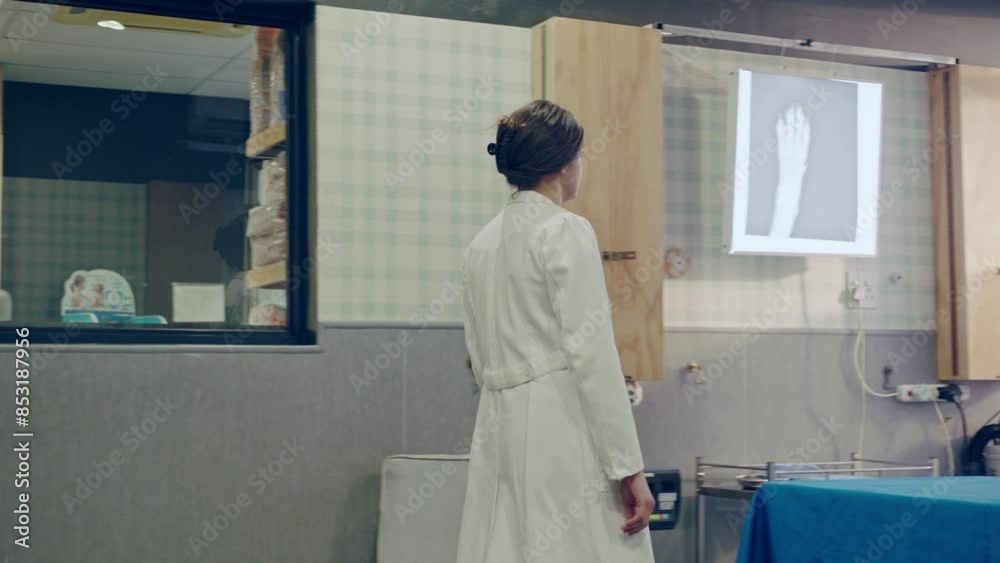 Two veterinarians looking at something Two veterinarians looking at something