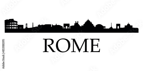 The city skyline. Rome. Silhouettes of buildings. Vector on a white background	