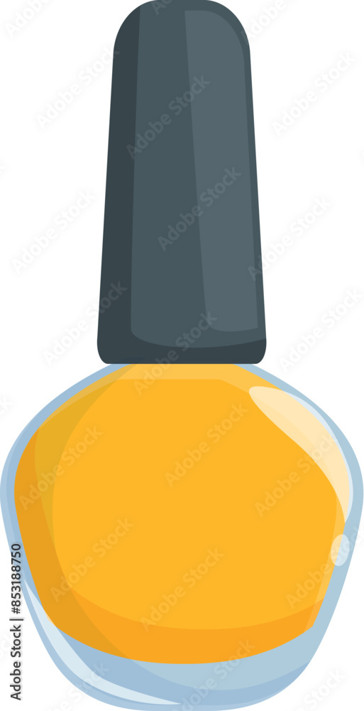 Yellow nail polish bottle standing up with a black top Yellow nail polish bottle standing up with a black top