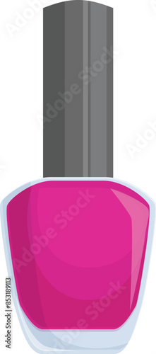Pink nail polish bottle standing on white background, beauty and fashion illustration