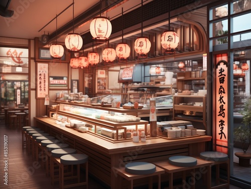 Wallpaper Mural Japanese Restaurant Interior With Lanterns Torontodigital.ca