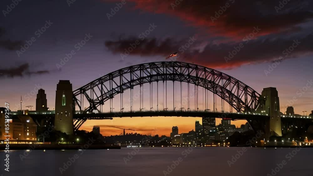 Sydney Harbour Bridge at Sunset with City Skyline Sydney Harbour Bridge at Sunset with City Skyline