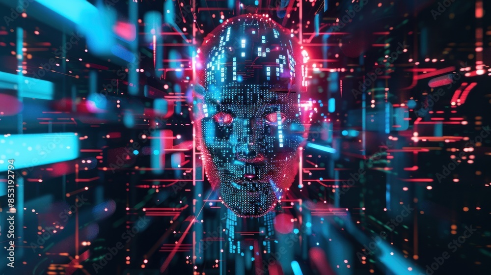 Digital Face Emerging from Data Flow Digital Face Emerging from Data Flow