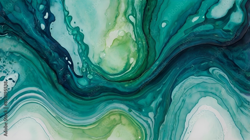 Cyan and green abstract watercolor background with liquid texture for background, banner Cyan and green abstract watercolor background with liquid texture for background, banner