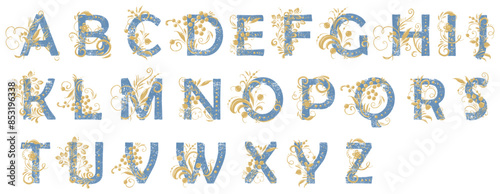 Beautiful delicate alphabet with curls. Set of monograms in old vintage style. Vector image. For wedding invitations, cards, decoration.