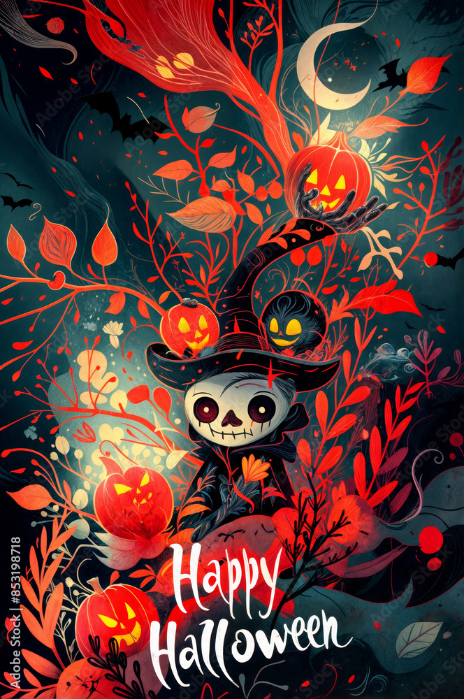 Happy halloween banner or party invitation illustration Happy halloween banner or party invitation illustration