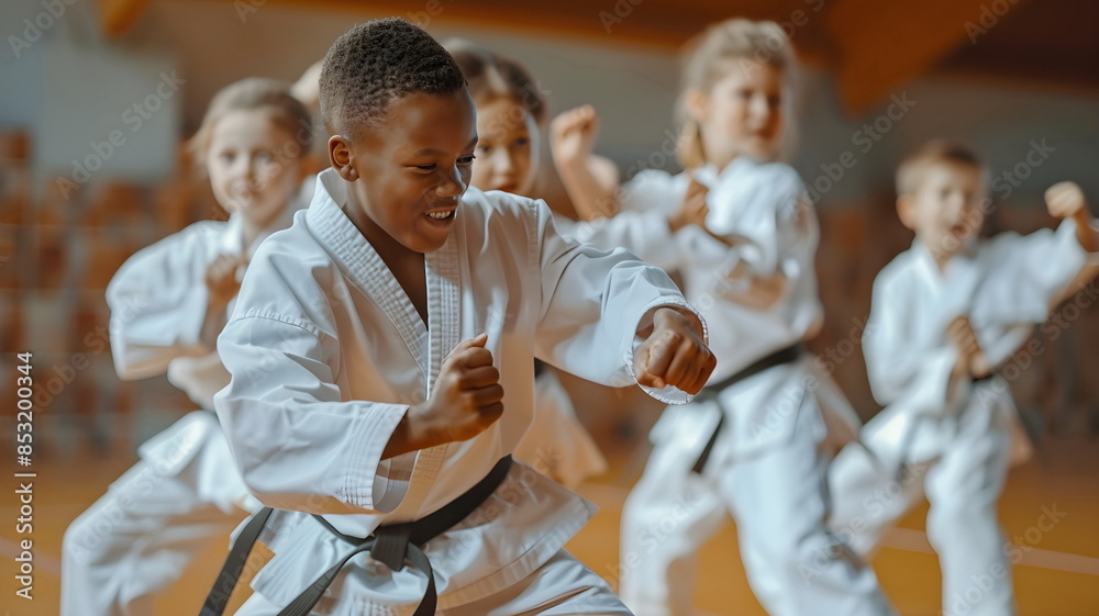 Young Martial Artists Karate Training Dojo Kids Belt Focus Discipline Young Martial Artists Karate Training Dojo Kids Belt Focus Discipline