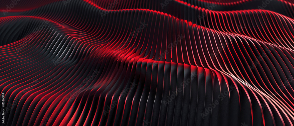 Red black abstract waves wave wall 3d soft texture background wall for design or business, data transfer technology Red black abstract waves wave wall 3d soft texture background wall for design or business, data transfer technology
