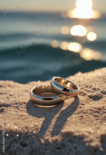 Golden hour vows on a sandy shore