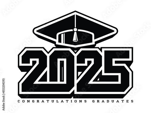 Lettering Class of 2025 for greeting, invitation card. Text for graduation design, congratulation event, T-shirt, party, high school or college graduate. Vector on transparent background