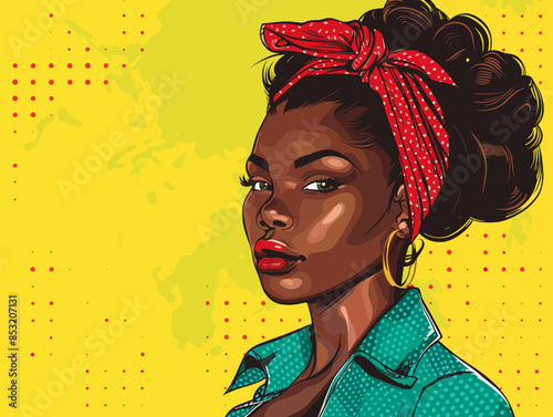 beautiful black woman vector illustration pop art retro comic style