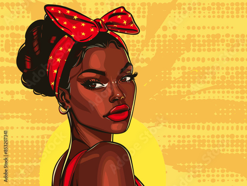 beautiful black woman vector illustration pop art retro comic style