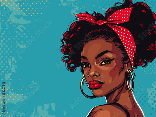 beautiful black woman vector illustration pop art retro comic style